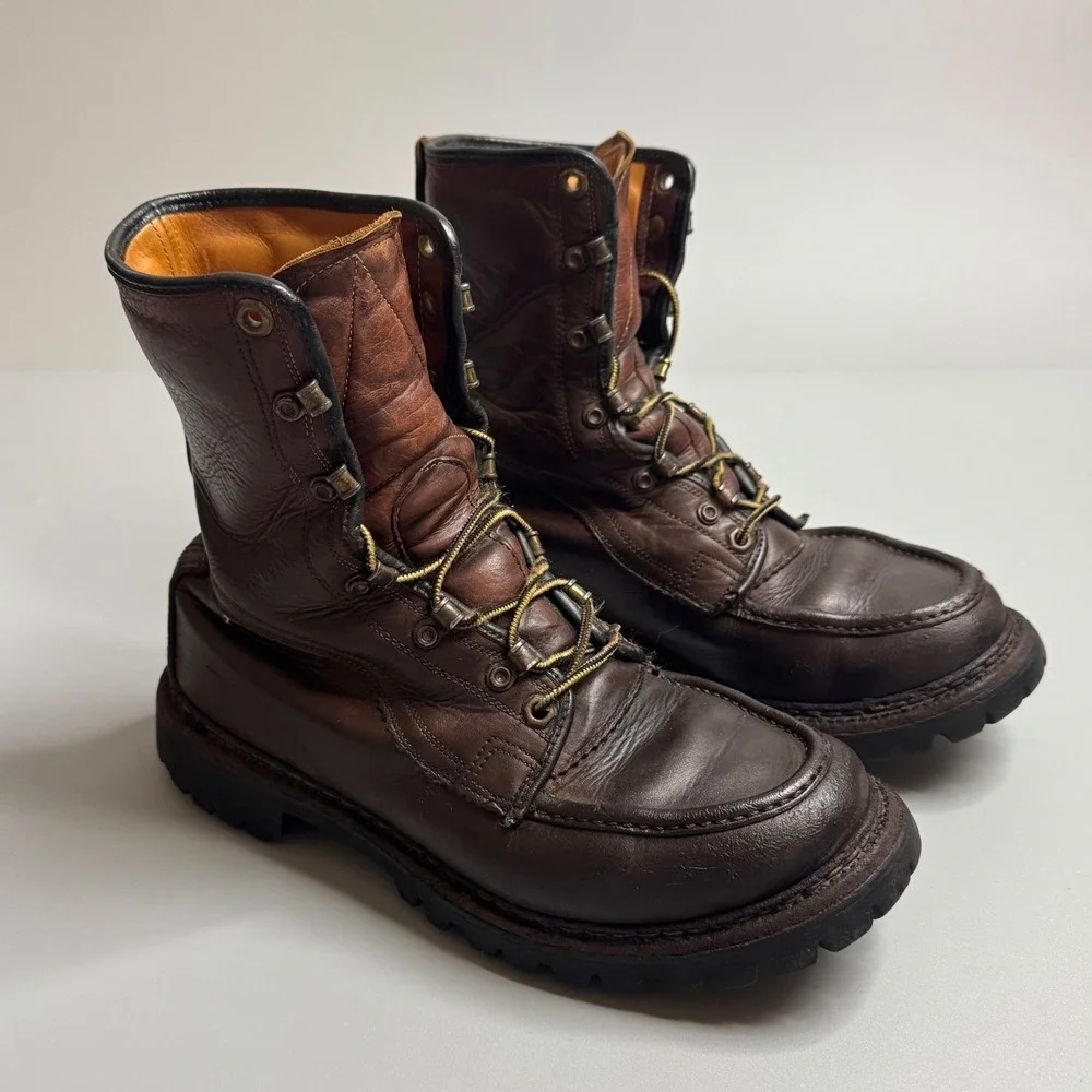 Vtg Herman Survivors Boots Men's Sz 8 Brown Leather Insulated Work Boots Vibra